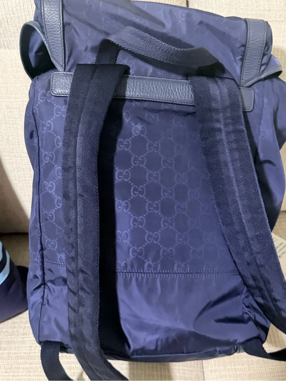 Gucci Men's Dark Blue GG Monogram Backpack
